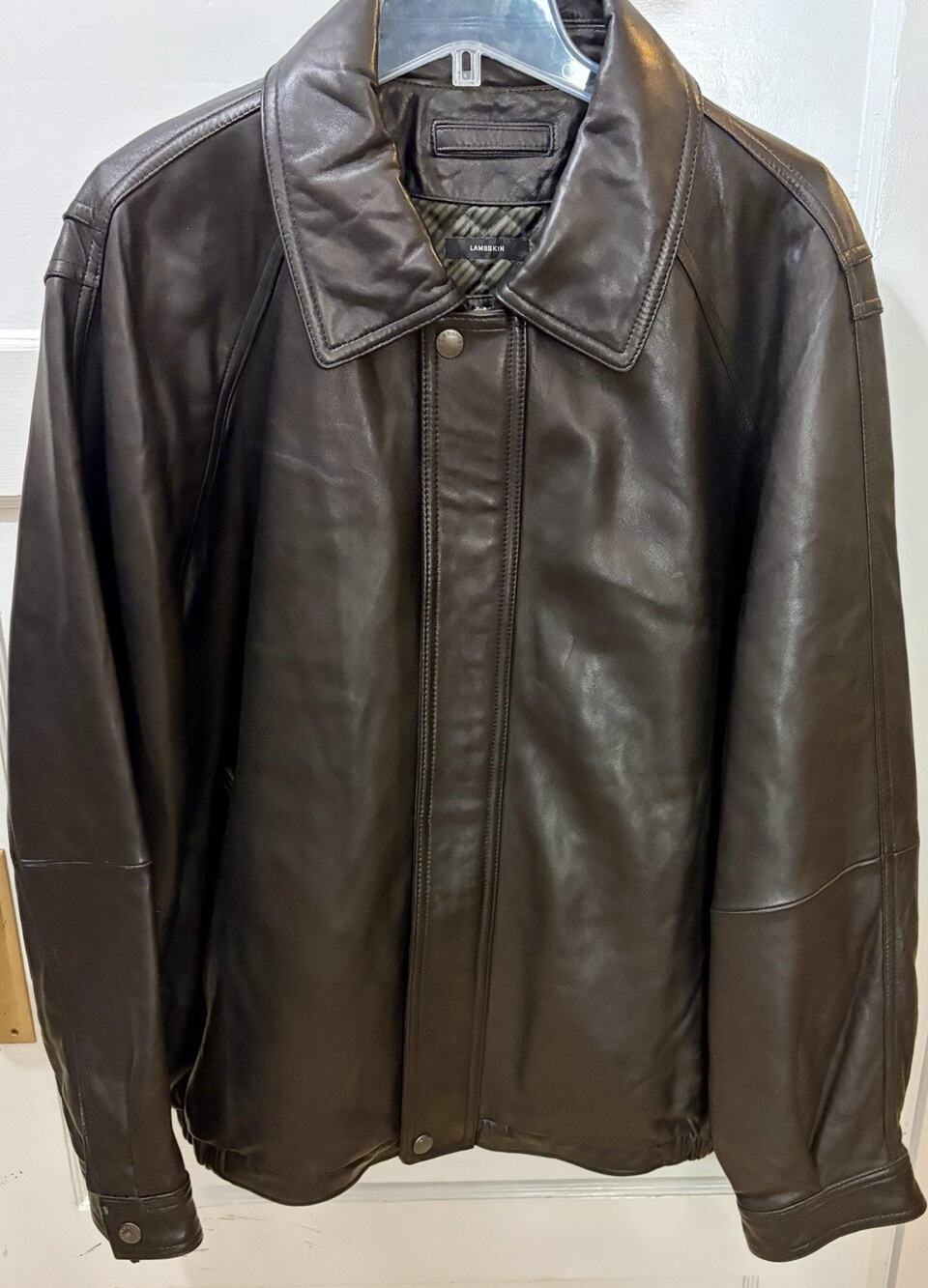 S-1 Claiborne Lambskin Leather Bomber Jacket XXL Black Full Zip Quilted Lining